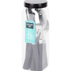 Merk Bestekset In Koker Blauw,Groen,Roze,Taupe,Zwart New