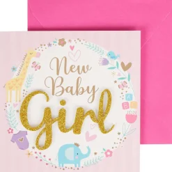 Office Essentials 3D-Geboortekaart Blauw,Roze