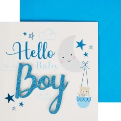 Office Essentials 3D-Geboortekaart Blauw,Roze