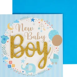 Office Essentials 3D-Geboortekaart Blauw,Roze