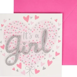 Office Essentials 3D-Geboortekaart Blauw,Roze