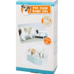 Merk Dubbele Voerbak Op Pootjes Blauw,Grijs Hot