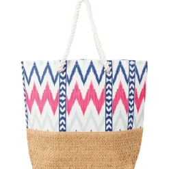 Spilbergen Gevlochten Strandtas Meerkleurig,Print,Zwart New