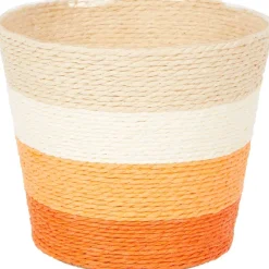 Merk Home Accents Bloemenmand Met Strepen Grijs,Groen,Oranje